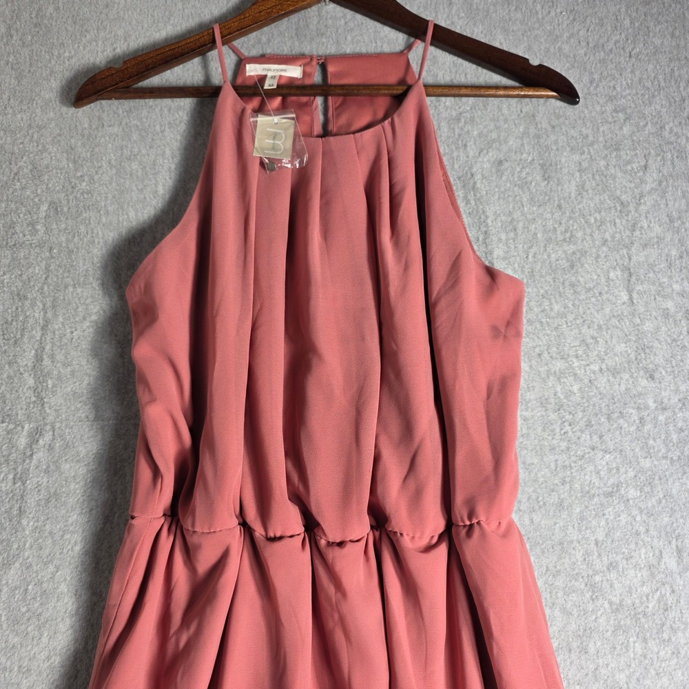 Maurices Halter Neck Pleated Dress Womens Size M Pink Sleeveless Keyhole Back